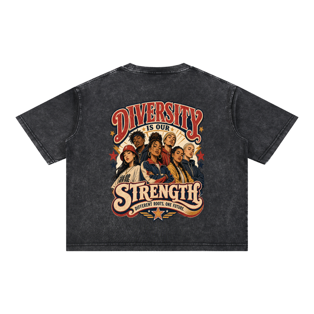 Diversity is Our Strength-Mineral Wash Boxy Cotton T-Shirt