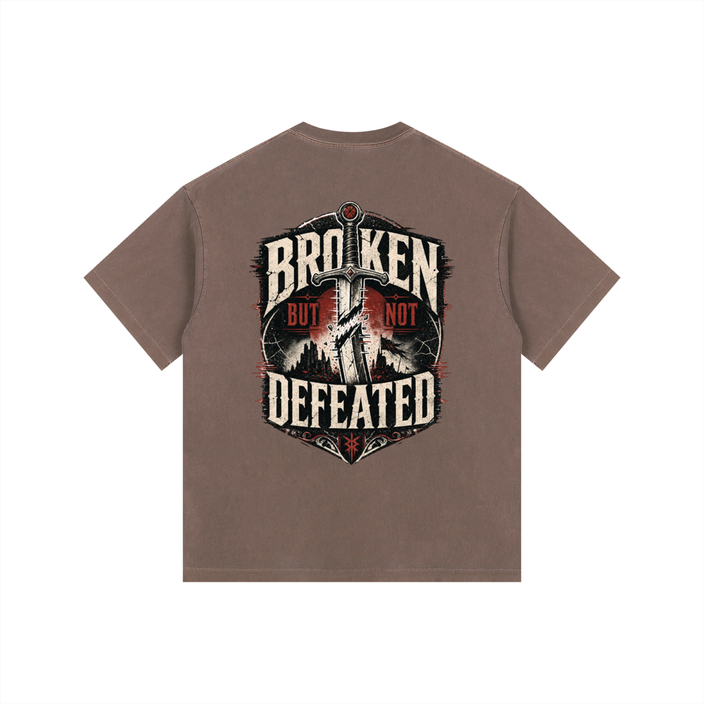 Broken But Not Defeated Vintage Washed Oversized T-Shirt