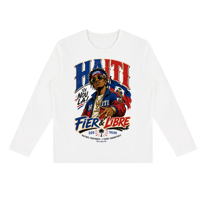 Haiti Fier & Libre Heavyweight Long Sleeve T-Shirt( This product is shipped from oversees ship time may take longer)