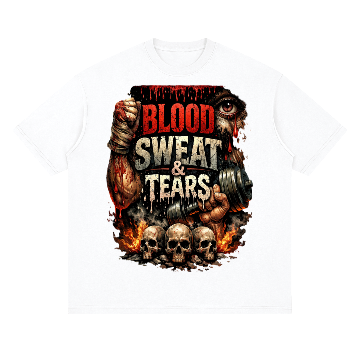 Blood sweat & tears-Streetwear Loose Drop Shoulder T-Shirt