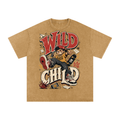 Wild child-Snow Washed Oversized Cotton T-Shirt