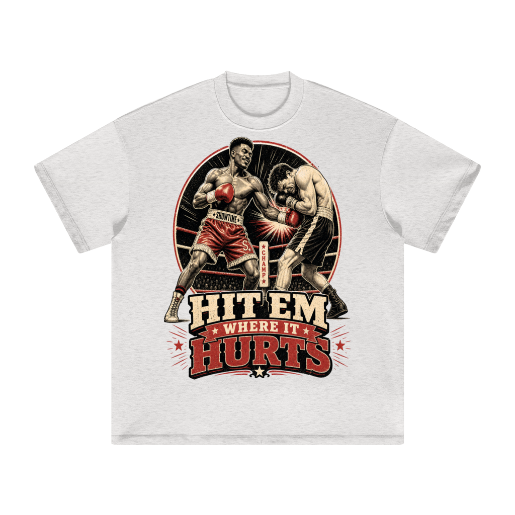 Hit em where it hurts-Heavyweight Earth Tone T-Shirt