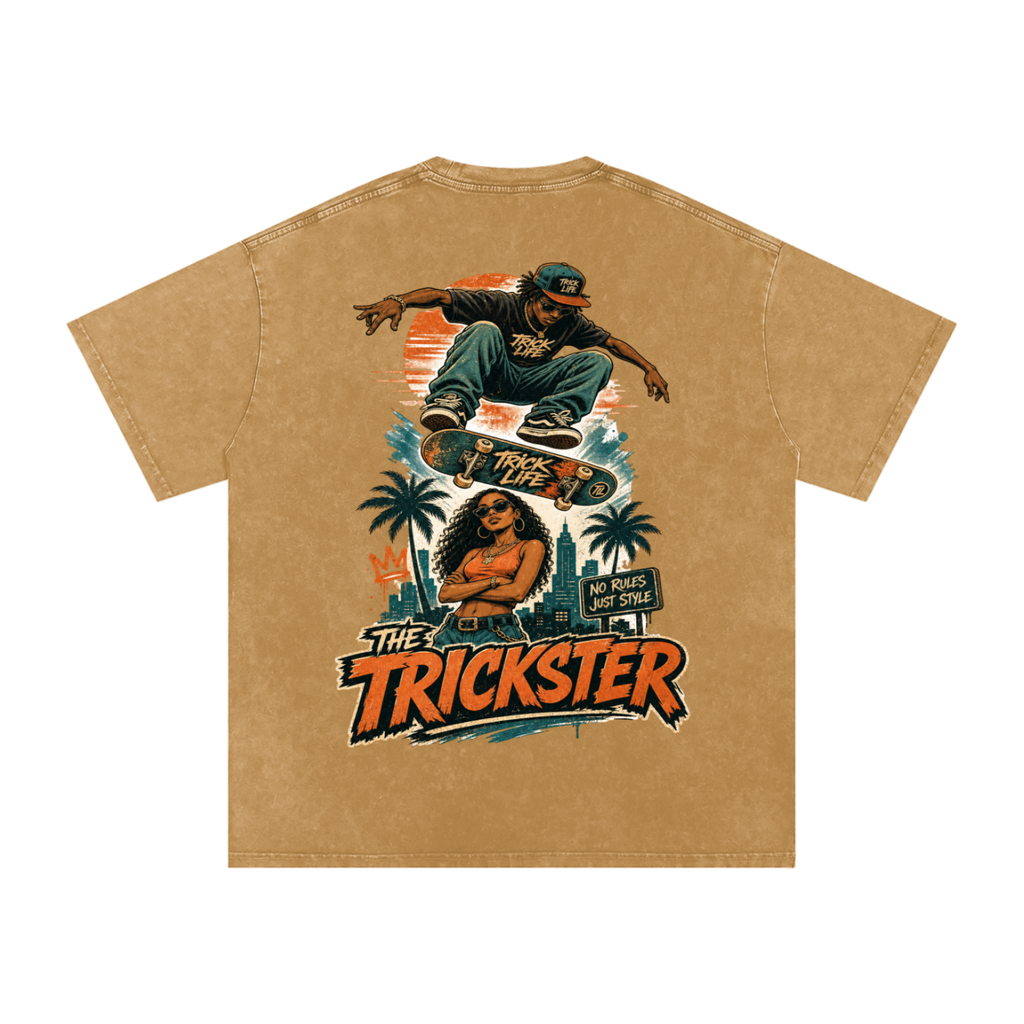 The trickster-Snow Washed Oversized Cotton T-Shirt