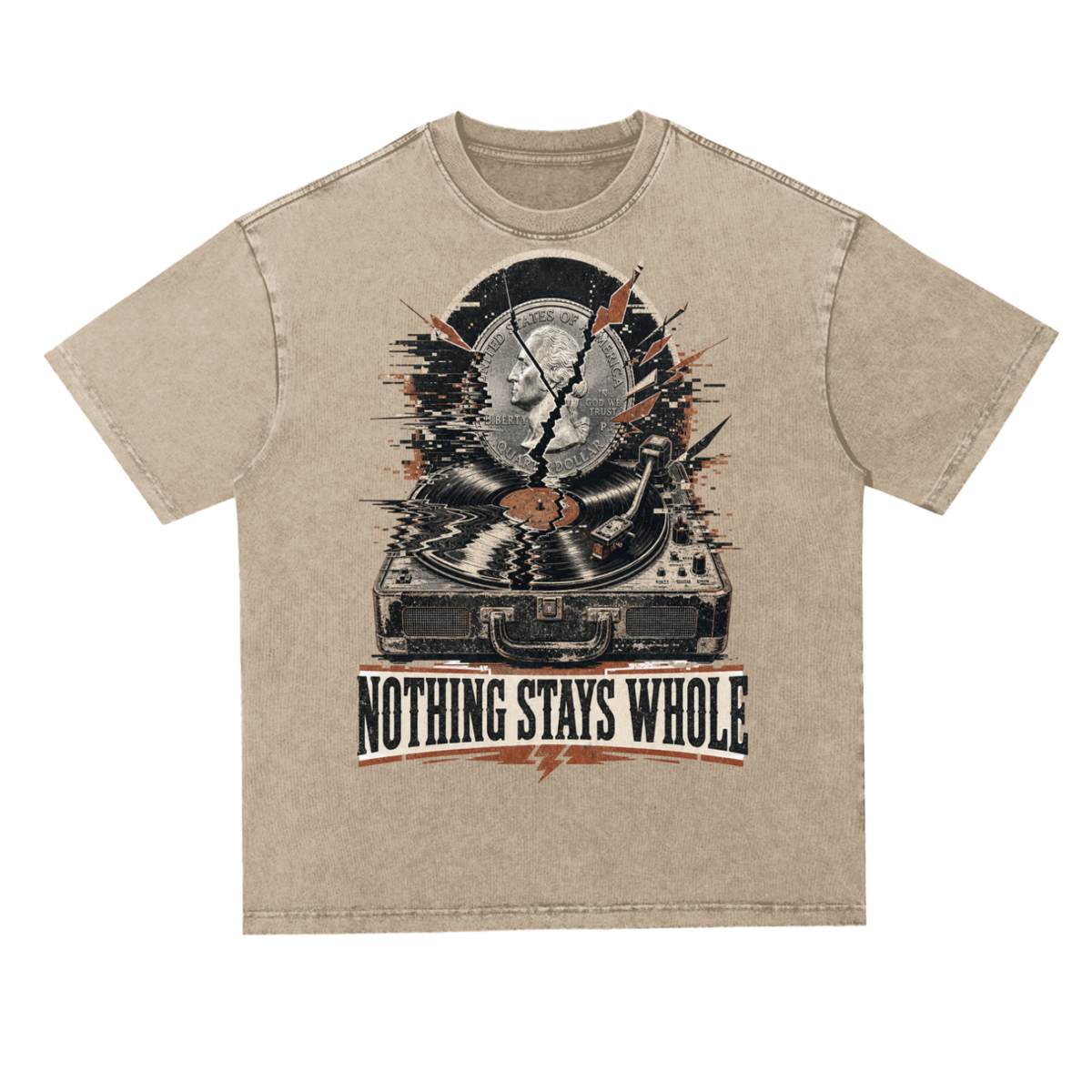 Nothing stays whole-Snow Washed Heavyweight Oversize T-Shirt